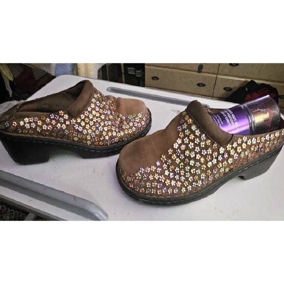 Brown Leather Mules Accented w/Metal Embellishments - Picture 3 of 8